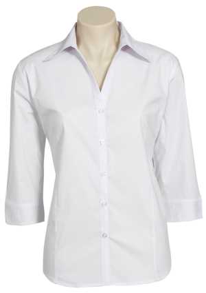 Ladies Metro 3/4 Sleeve Shirt White/ Black